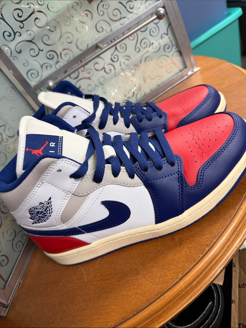 Nike Air Jordan Men’s Mid-Top Athletic Sneakers - Red, White, Navy